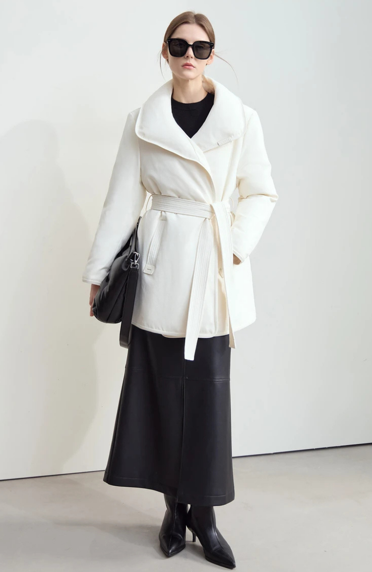 ジャケット・アウター Silk Polyester Shawl Collar Down Coat Amazon.com: CHICWISH Women's Turn Down Shawl Collar Open